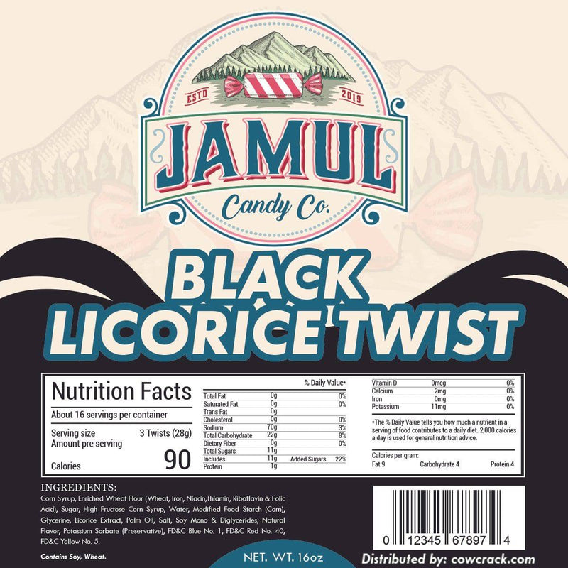 Jamul Candy Co. Black Licorice 16 OZ - Cow Crack