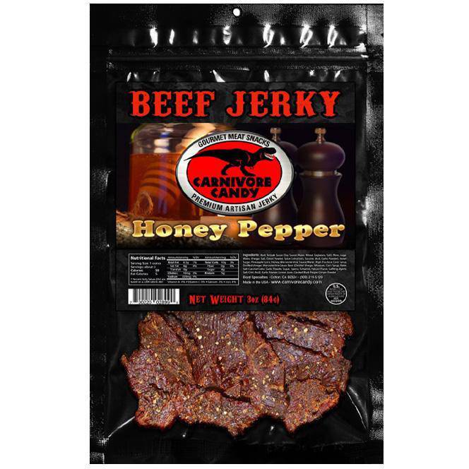 Carnivore Candy Honey Pepper Beef Jerky 3 OZ - Cow Crack